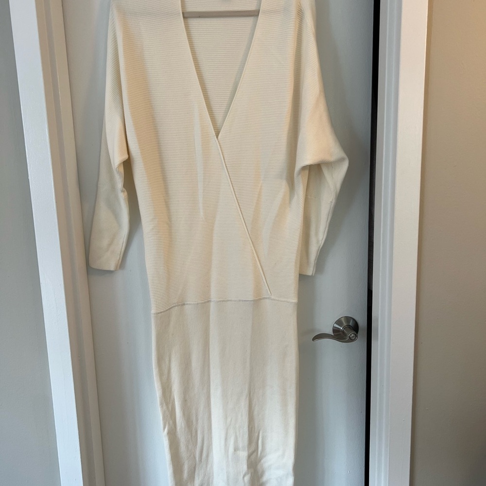 Banana Republic Cream Long Sleeve Sweater Dress
